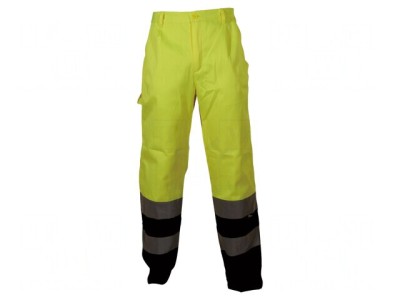Pantaloni de lucru galben-bleumarin XL - avertizare foto