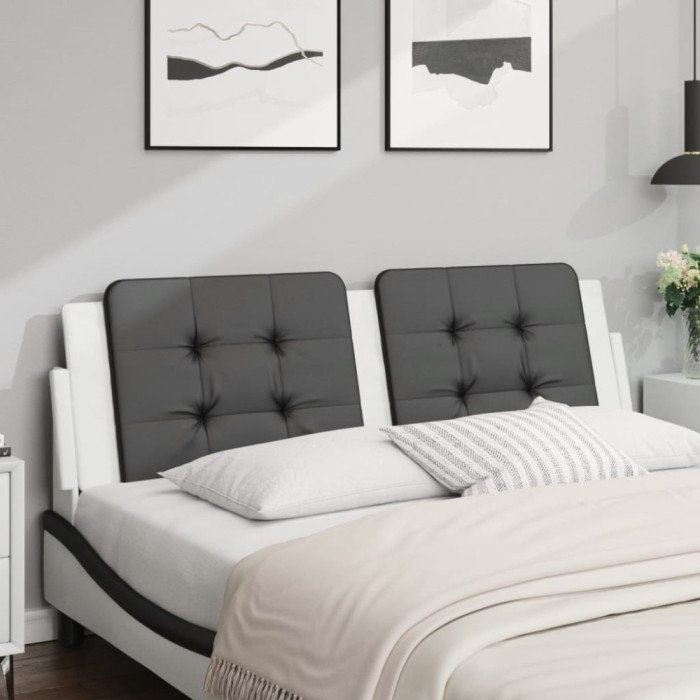 Gossi perna pentru tablie pat, negru si alb, 160cm, piele artificiala