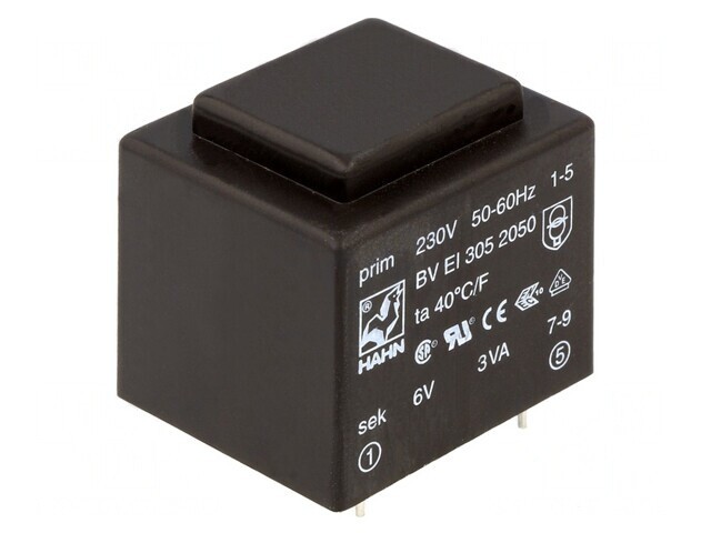 Transformator &icirc;ncapsulat 3VA 230V 6V 500mA PCB