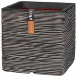 Jardiniera patrata antracit Capi Nature Rib 40x40 cm, plastic, interior/exterior, rezistenta UV si inghet