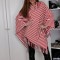 BL996-23 Poncho cu model in dungi si guler lat