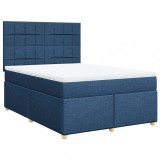 Cumpara ieftin Pat box spring cu saltea, albastru, 140x200 cm, textil