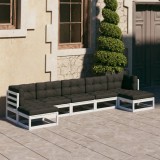 vidaXL Set mobilier de grădină cu perne, 7 piese, lemn masiv de pin 3077125