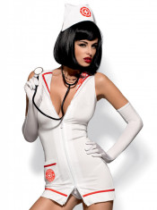 Costum Emergency si stethoscope, Obsessive, Alb, S/M foto