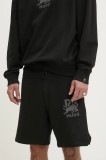 HUGO pantaloni scurti din bumbac x RACING BULLS barbati, culoarea negru, 50542809