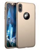 Husa Full Cover 360&deg; (fata + spate + folie sticla) pentru iPhone X, Gold
