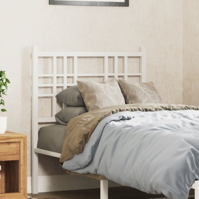 vidaXL Tăblie de pat metalică, alb, 80 cm 376400 foto