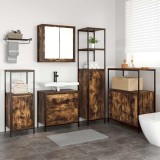 Set mobilier baie, 5 piese, stejar fumuriu, lemn prelucrat