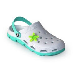 Saboti, clogs, pentru femei, spuma EVA, alb si turcoaz, marimea 39, Jose Amorales