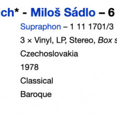 J.S. Bach - Miloš Sádlo ‎– 6 Suites For Solo Cello