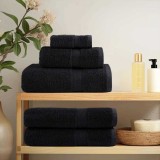 Set 4 Prosoape Baie vidaXL, Bumbac 100%, 15x21 cm, Negru - Interior/Exterior, Absorbante si Durabile