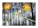 Tablou pictat manual Peisaj alee in parc, magia culorilor, 70x50cm in ulei pe panza