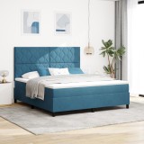 vidaXL Pat box spring cu saltea, albastru &icirc;nchis, super king, catifea