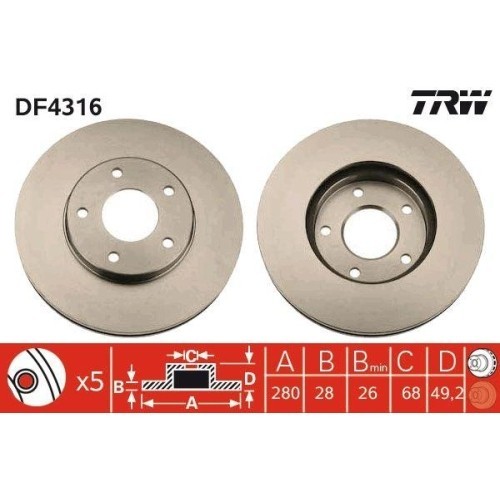 Set disc frana Nissan Almera Tino (V10) 12.98-02.06, Maxima / Maxima Qx 4 Station Wagon (A32) 10.97-12.00, Maxima / Maxima Qx 5 (A33) 04.99-11.03, Pr