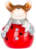 Decoratiune de Craciun ren zambitor cu LED, teracota, 12,5 cm