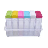 Cumpara ieftin Set de 6 recipiente transparente pentru condimente, multicolor, Gonga&reg; Multicolor