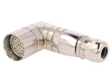 Conector M23 Mamă 19 PIN Lipire Unghi Cablu