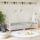 VidaXL Cadru de pat pentru copii, alb, 90x200 cm, lemn masiv de pin