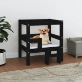 Cumpara ieftin Pat pentru c&acirc;ini, negru, 55,5x53,5x60 cm, lemn masiv de pin
