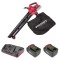Aspirator/suflanta frunze, cu 2 acumulatori 4 Ah, incarcator 2x20V Li-ion, sac colector, Worcraft