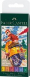 PITT ARTIST PEN SET 6 BUC CULORI DE BAZA 2022 FABER-CASTELL, Faber Castell