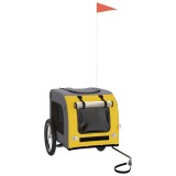 Cumpara ieftin Remorca bicicleta animale companie, galben/gri, oxford/fier