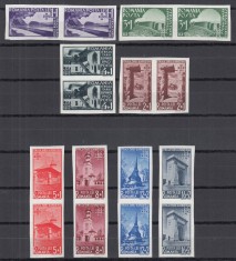 ROMANIA 1940 LP 141 STRAJA TARII - VEDERI PERECHE SERII NEDANTELATE STARE MNH