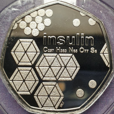 50 pence 2021 Marea Britanie, Discovery of Insulin, Brilliant unc, Coincard