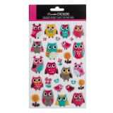 Set 28 Autocolante Decorative Bufnite, Pasari si Flori Multicolor, Laptop, Mobila, Fereastra
