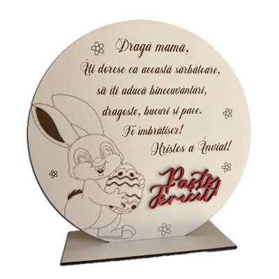 Decoratiune Paste, cu mesaj pentru mama, lemn, 20 cm foto