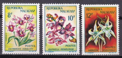 Malgasa 1963 flori orhidee MI 504-506 MNH foto