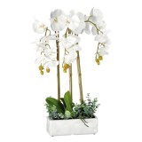 Cumpara ieftin Orhidee artificiala alba in ghiveci ceramica 25 x 10 x 62 cm