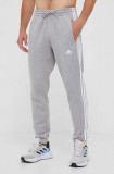 Adidas pantaloni de trening din bumbac culoarea gri, melanj IC0052