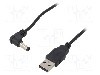 Cablu alimentare DC, DC 5,5/2,5 mufa, USB A mufa, negru, 0,5m, GOOBAY - 55154