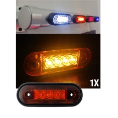 Lampa laterala Galben LED 12-24V (spate curbat pentru montare directa pe rollbar)