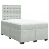 Cumpara ieftin Pat continental cu saltea, gri deschis, 120x200 cm, catifea