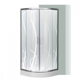 Cabină de Duș Leziter Spirit Bamboo Curbată 80x80 cm cu Cădiță, Sticlă Securizată 5mm, Aluminiu Satinat