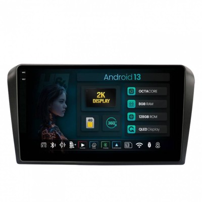 Navigatie 2K Mazda 3 (2003-2009) 8GB RAM Android 13 Octacore Slot Sim 4G DSP GPS Wi-FI Carplay Android Auto USB Bluetooth Waze Touchscreen 9.5 Inch foto