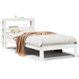 Cumpara ieftin Cadru de pat cu tablie, alb, 75x190 cm, lemn masiv de pin
