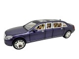 Macheta Mercedes-Maybach Pullman Limuzina bleu 1:24 replica metal lumini si sunete usi capota si portbagaj functionale