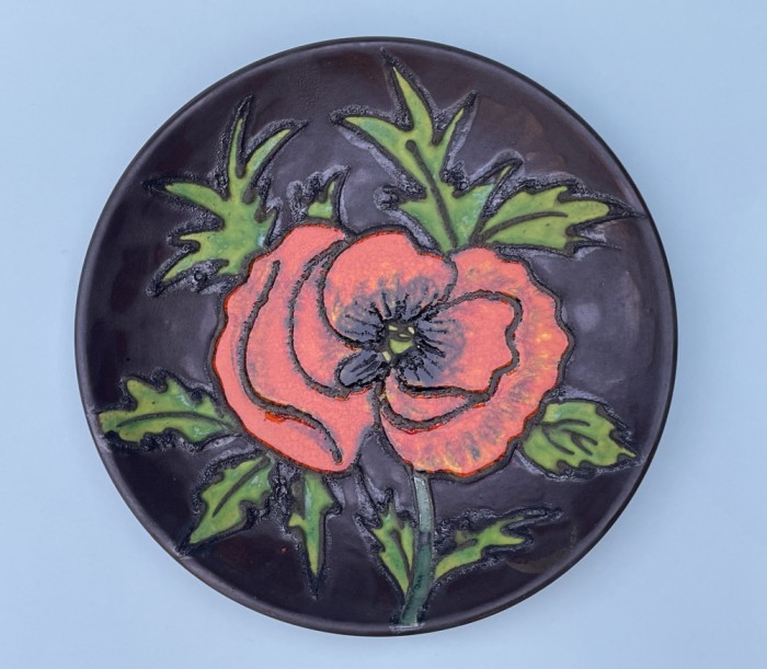 Farfurie, platou din ceramica germana smaltuita, Studio RUSCHA, anii 1980