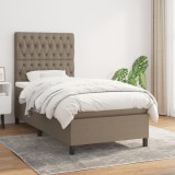 Cumpara ieftin Pat box spring cu saltea, gri taupe, 100x200 cm, textil