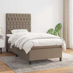 vidaXL Pat box spring cu saltea, gri taupe, 100x200 cm, textil 3141997
