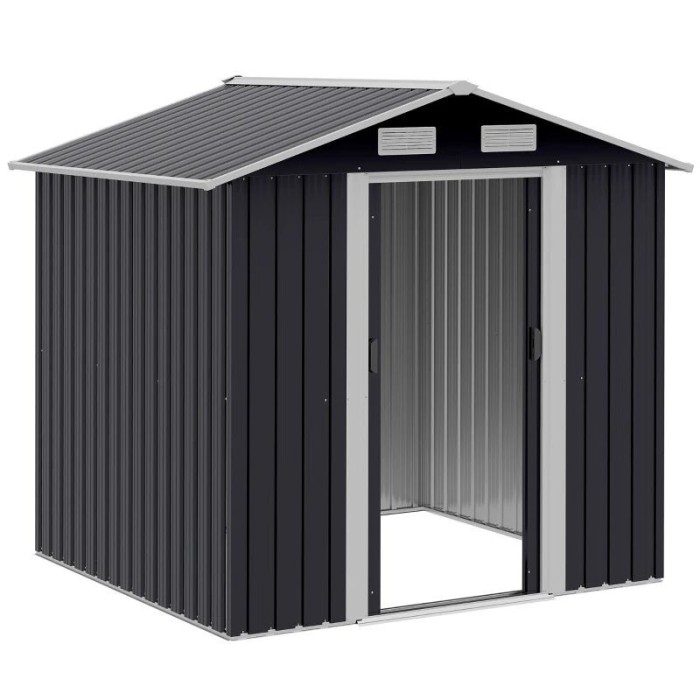 Casuta/magazie/sopron de gradina pentru depozitare unelte, otel, negru, 195x153x188 cm