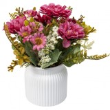 Aranjament floral in ghiveci ceramica H 20cm crizantema Zilan ZTS8056