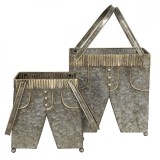 Cumpara ieftin Set 2 ghivece flori din metal gri auriu 28 cm x 15 cm x 30/50 h, 23 cm x 12 cm x 24/43 h