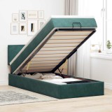 VidaXL Cadru de pat otoman cu saltea catifea verde &icirc;nchis 90x200cm 3311678