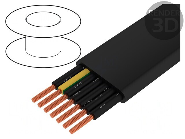 Cablu Electric H07VVH6-F 7G6mm2 Cupru Negru 450/750V