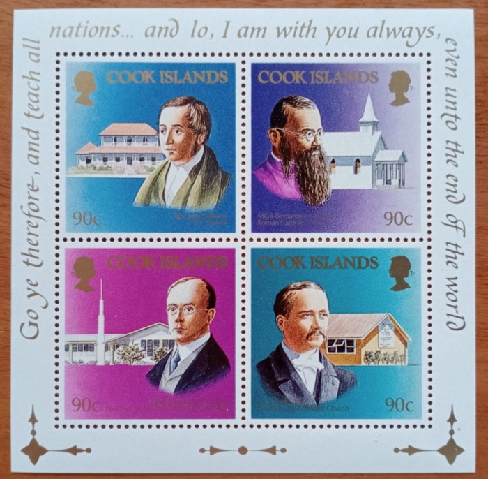 COOK-ISL.-PICTURI -PRIMI MISIONARI&#039;&#039;- COLITA-MNH NESTAMP. -vezi scan