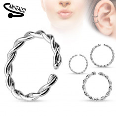 Piercing pentru nas sau ureche, oțel chirurgical, cerc spirală răsucită - Grosime x diametru: 1 mm x 8 mm